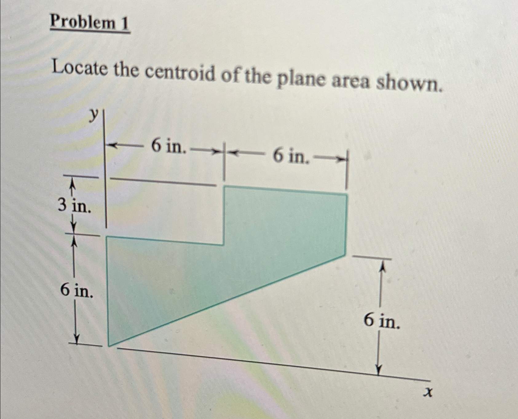 Problem 1 Locate the centroid of the plane area
