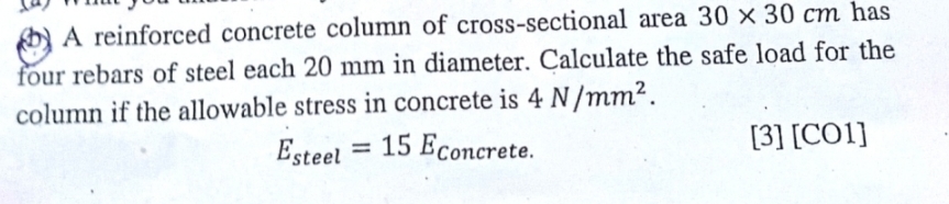 ( b ) A reinforced concrete column of cross -
