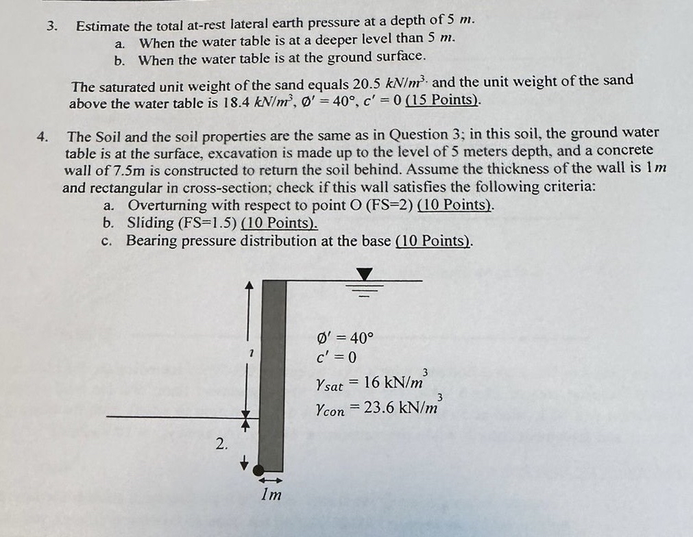 Estimate the total at - rest lateral earth