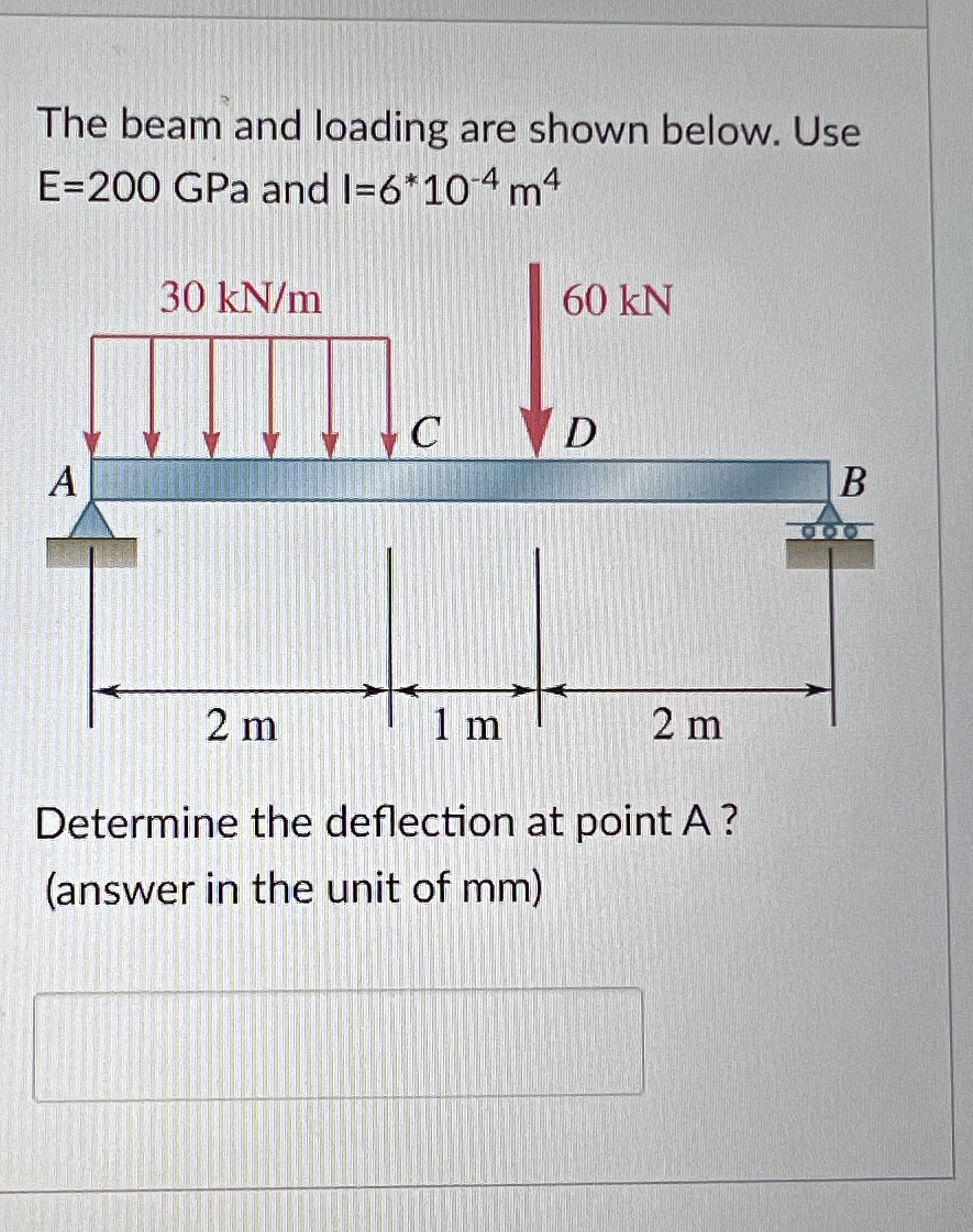 The beam and loading are shown below. Use E = 2 0