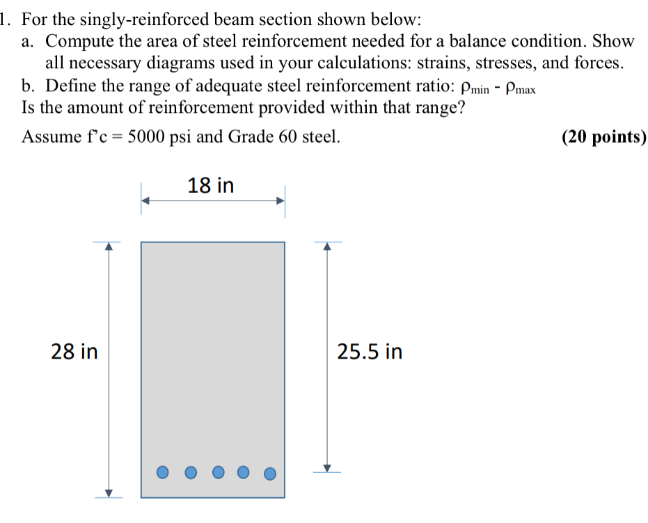 For the singly - reinforced beam section shown