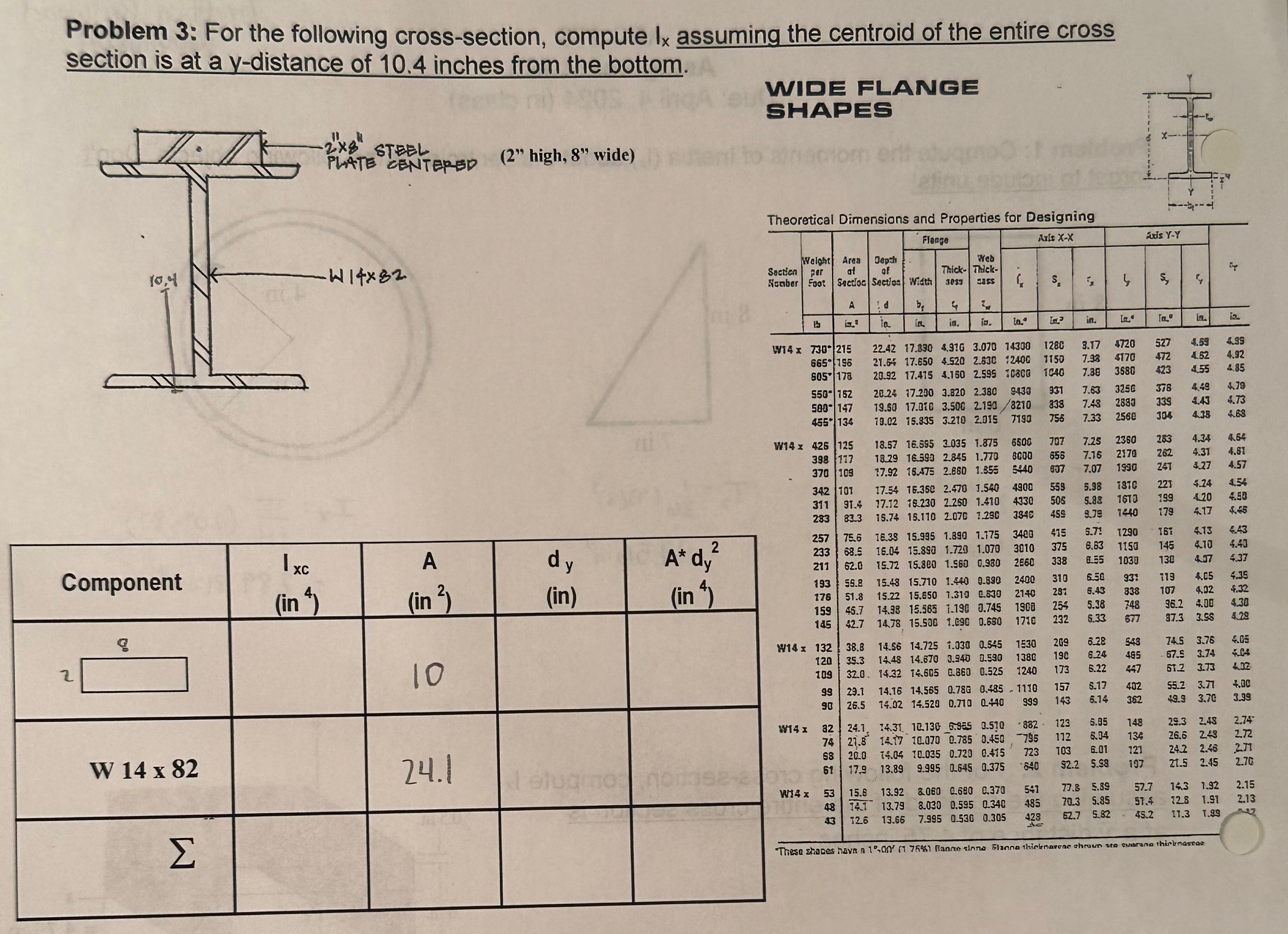 Problem 3 : For the following cross - section,