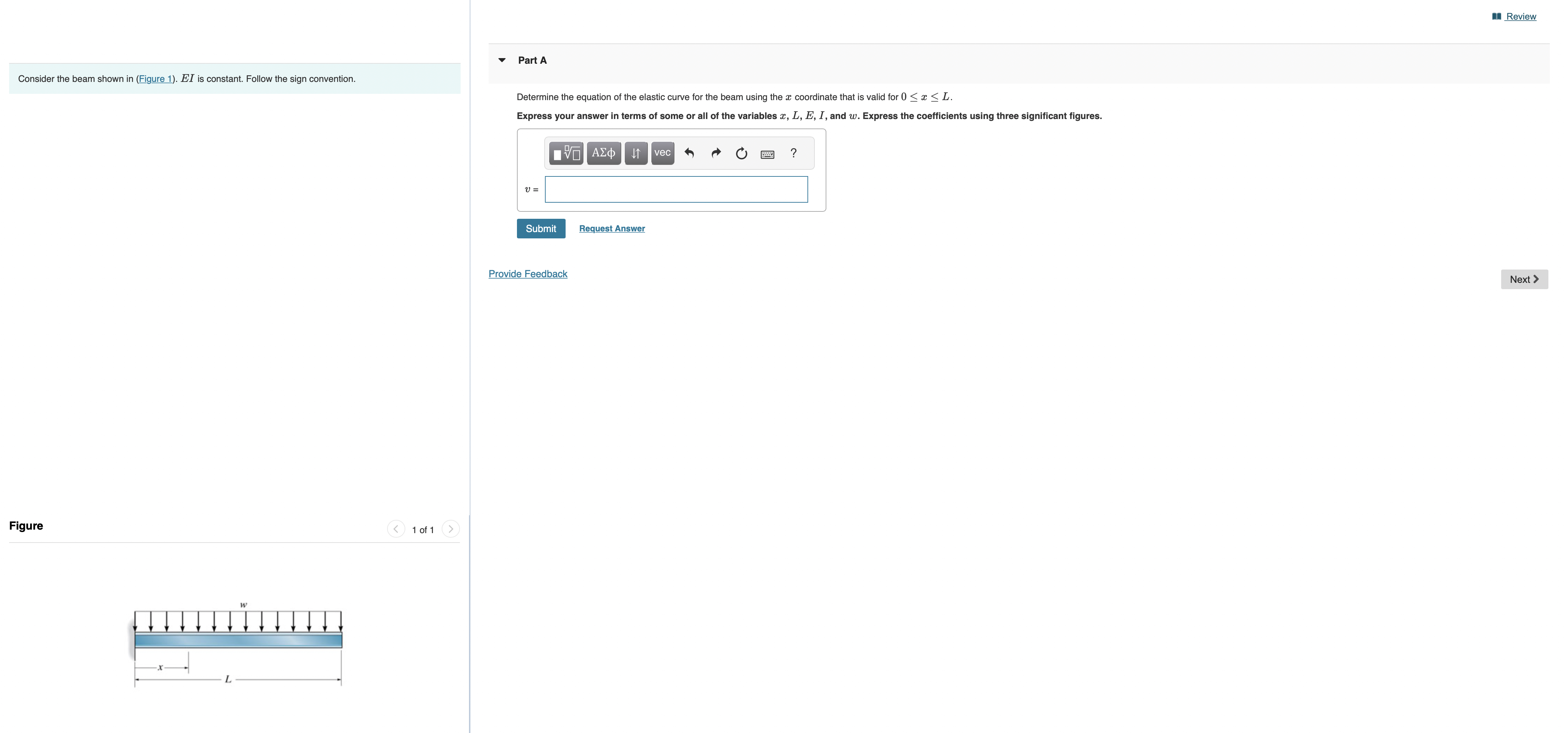 Review Consider the beam shown in ( Figure 1 ) .