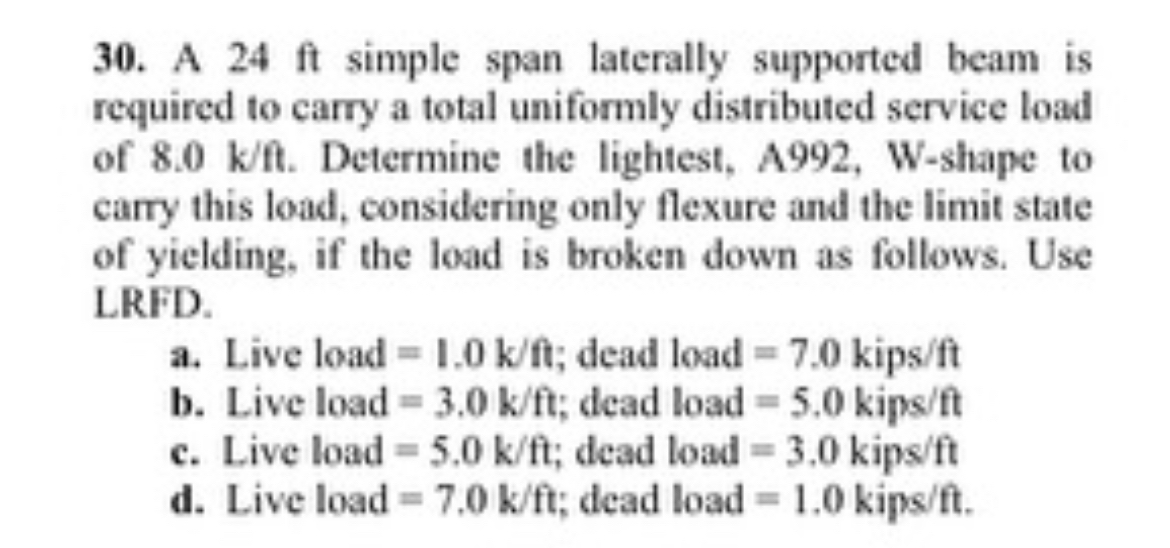 A 2 4 f t simple span laterally supported beam is