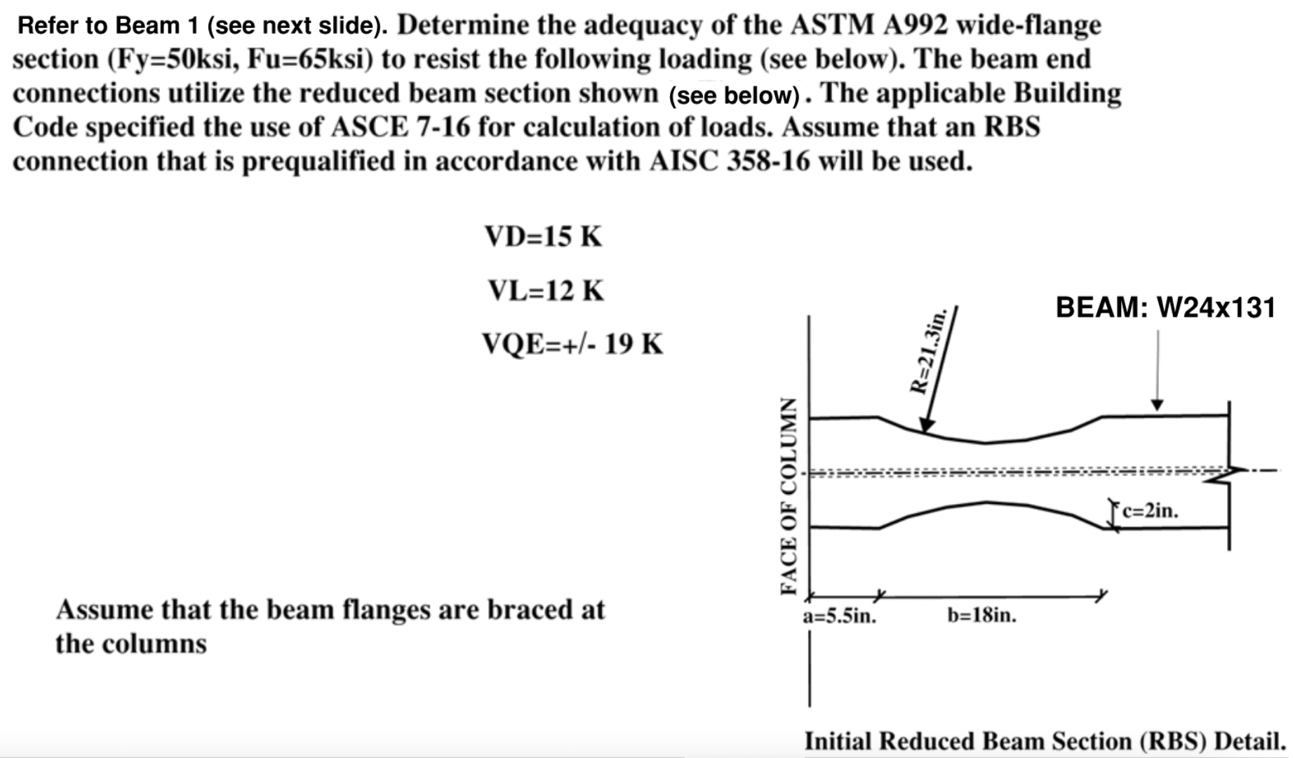 Refer to Beam 1 ( see next slide ) . Determine