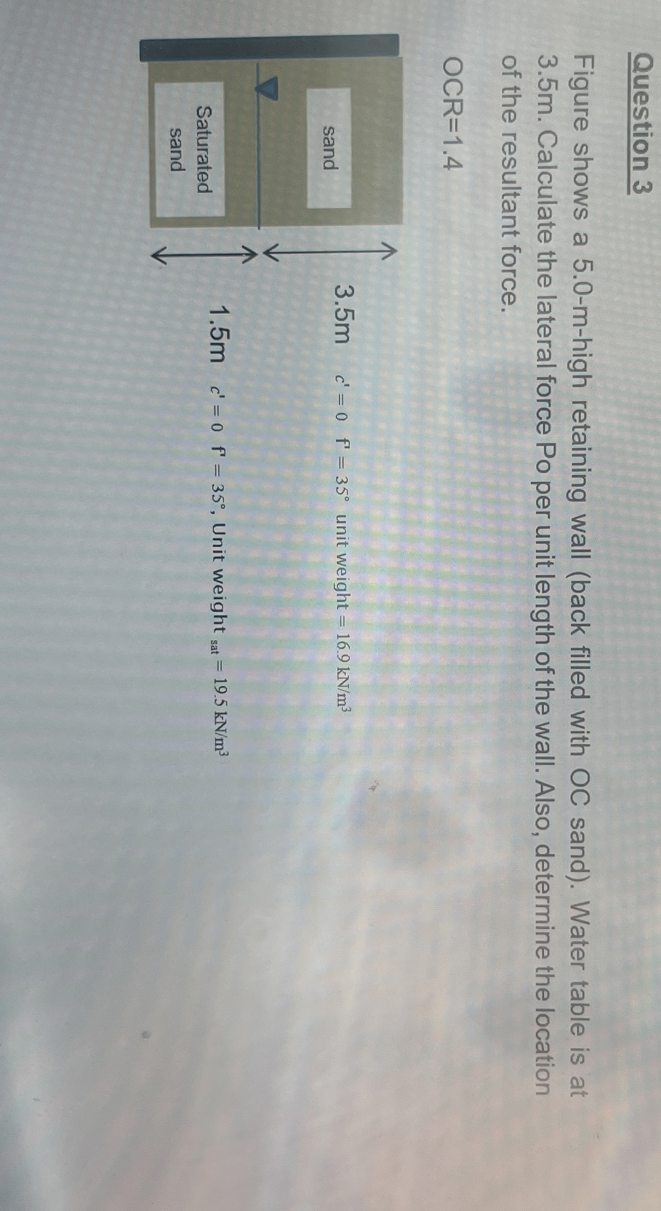 Question 3 Figure shows a 5 . 0 - m - high