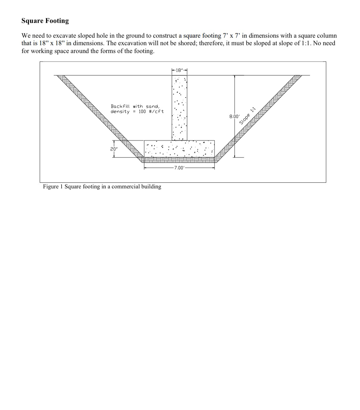 Steps for Square Footing We need to excavate