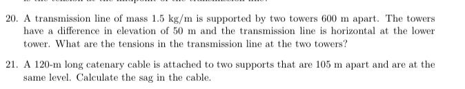A transmission line of mass 1 . 5 k g m is