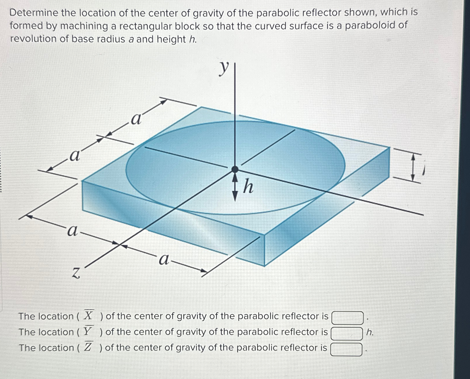 Determine the location of the center of gravity