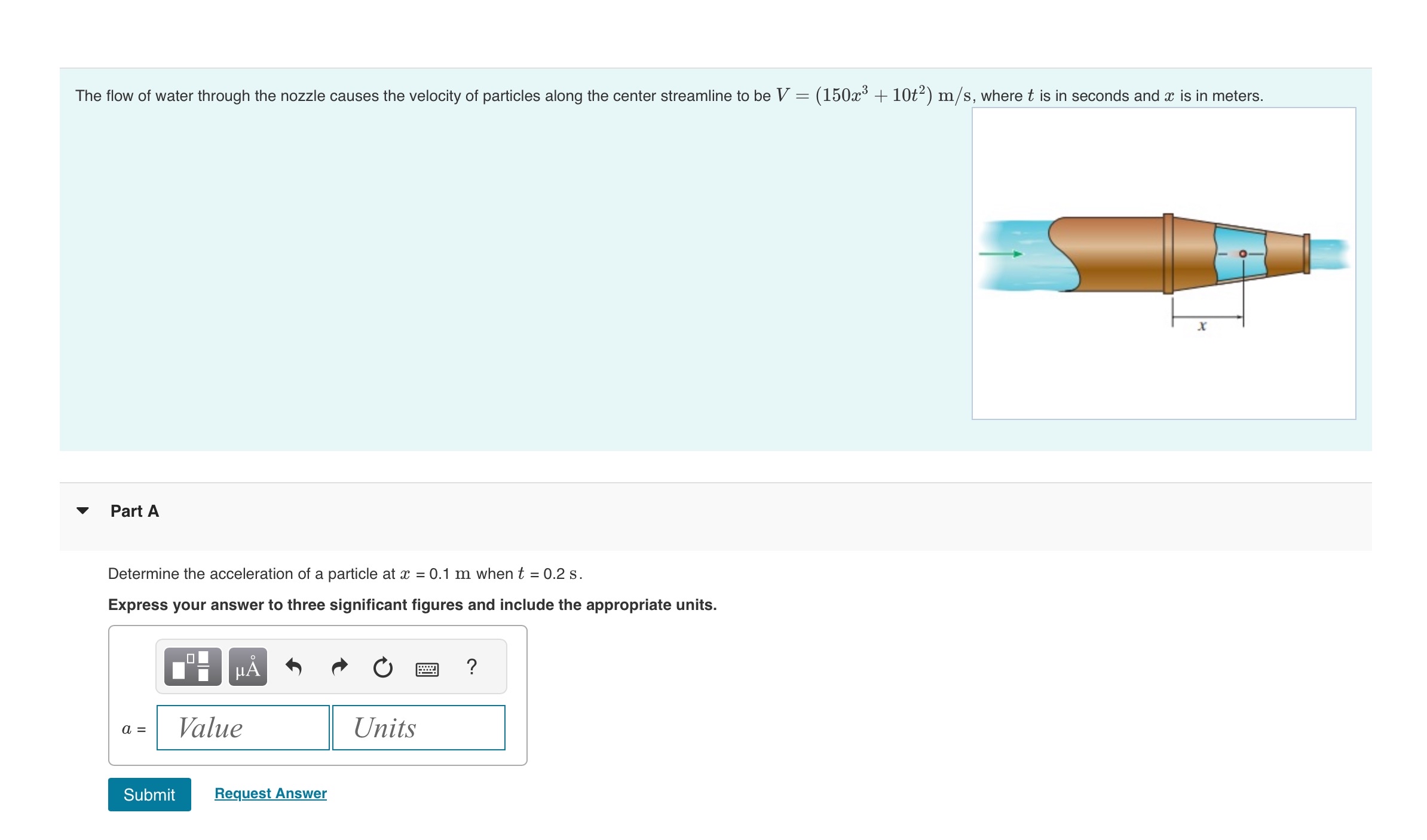 Part A Determine the acceleration of a particle