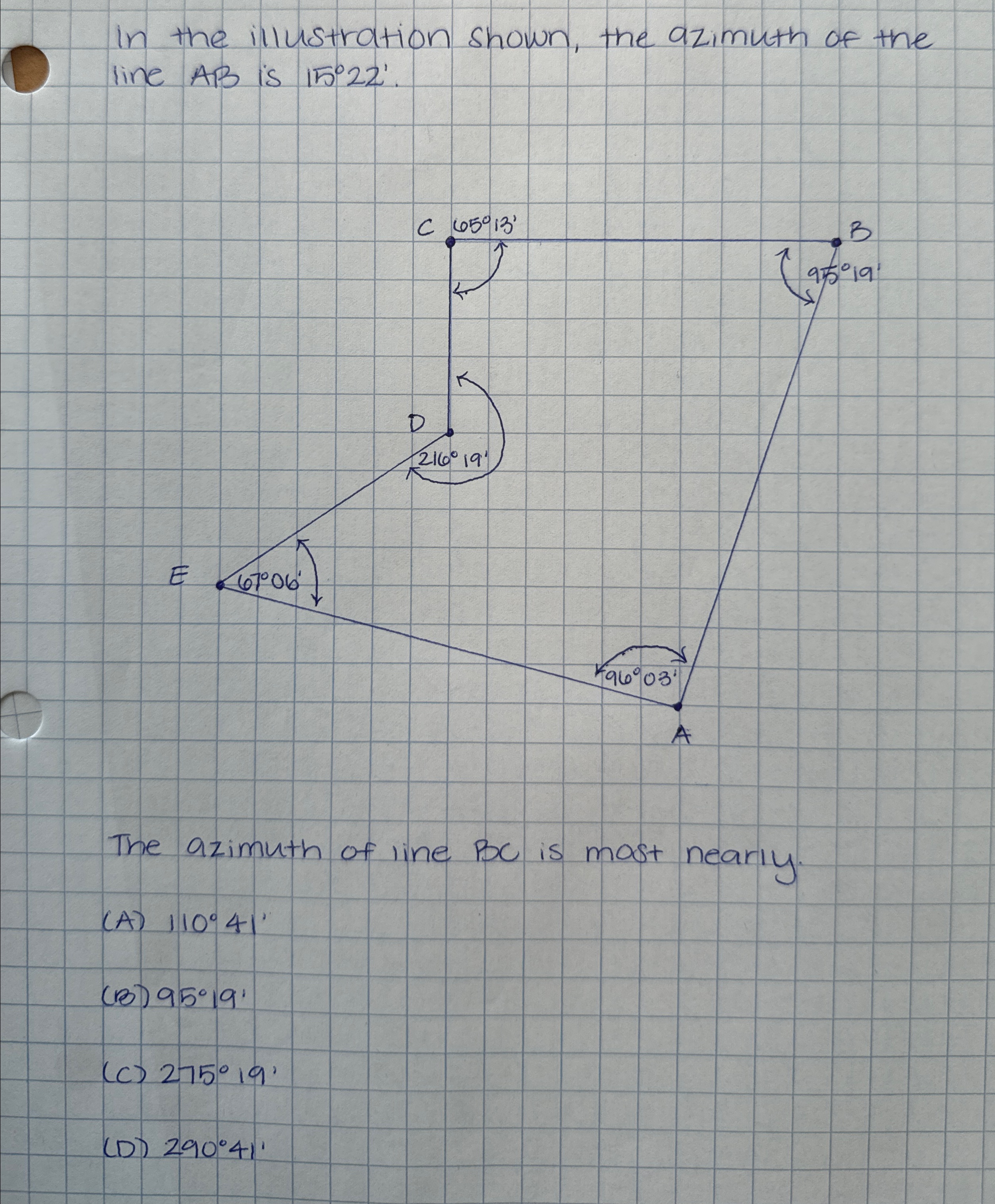 In the illustration Shown, the azimuth of the
