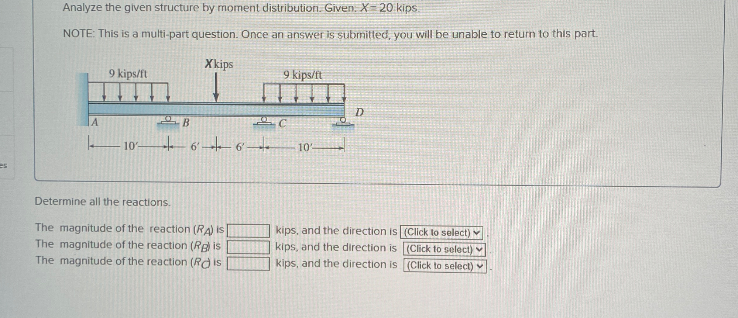 Analyze the given structure by moment