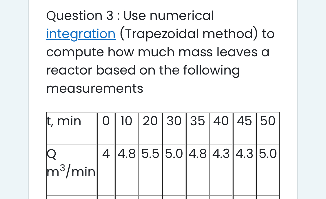 Question 3 : Use numerical integration (
