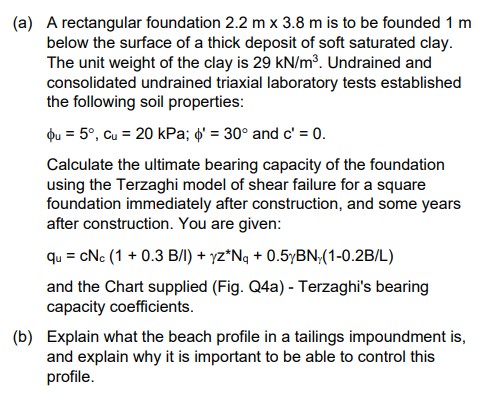 ( a ) A rectangular foundation 2 . 2 m 3 . 8 m is