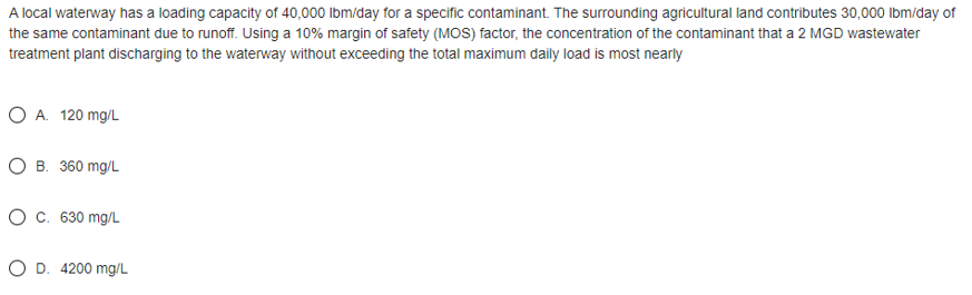 A local waterway has a loading capacity of 4 0 ,