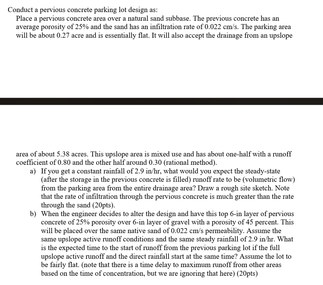 Conduct a pervious concrete parking lot design