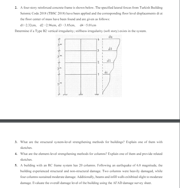 A four - story reinforced concrete frame is shown