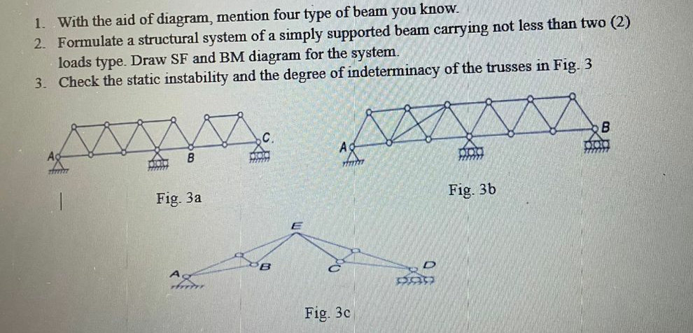 1 . With the aid of diagram, mention four type of
