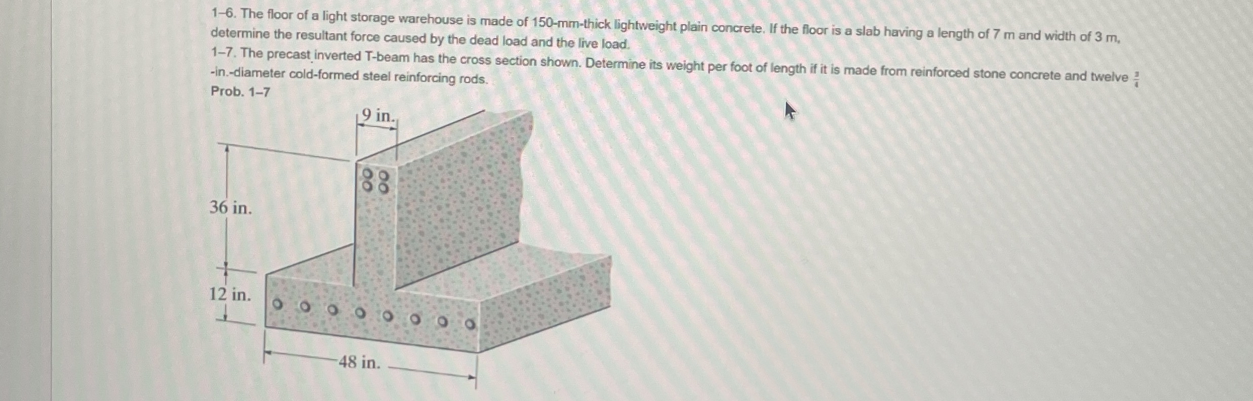 1 - 6 . The floor of a light storage warehouse is