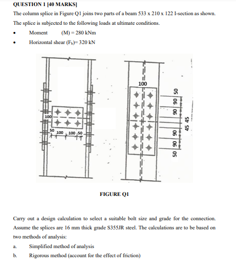 QUESTION 1 [ 4 0 MARKS ] The column splice in