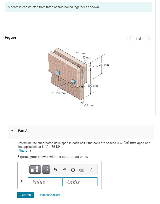 A beam is constructed from three boards bolted