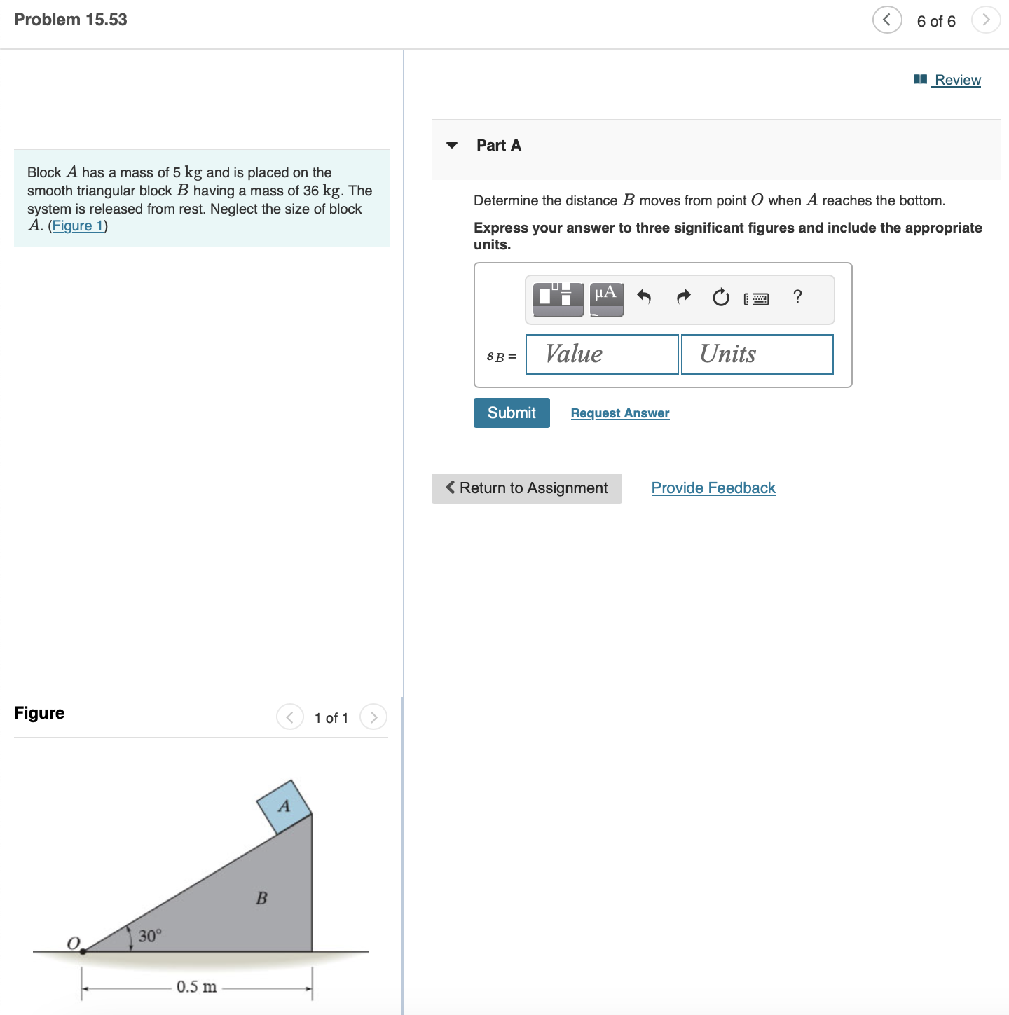 Block A has a mass of 5 k g and is placed on the