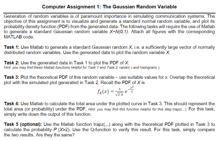 Computer Assignment 1 : The Gaussian Random