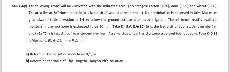 Q 3 . ( 5 0 p ) The following crops will be