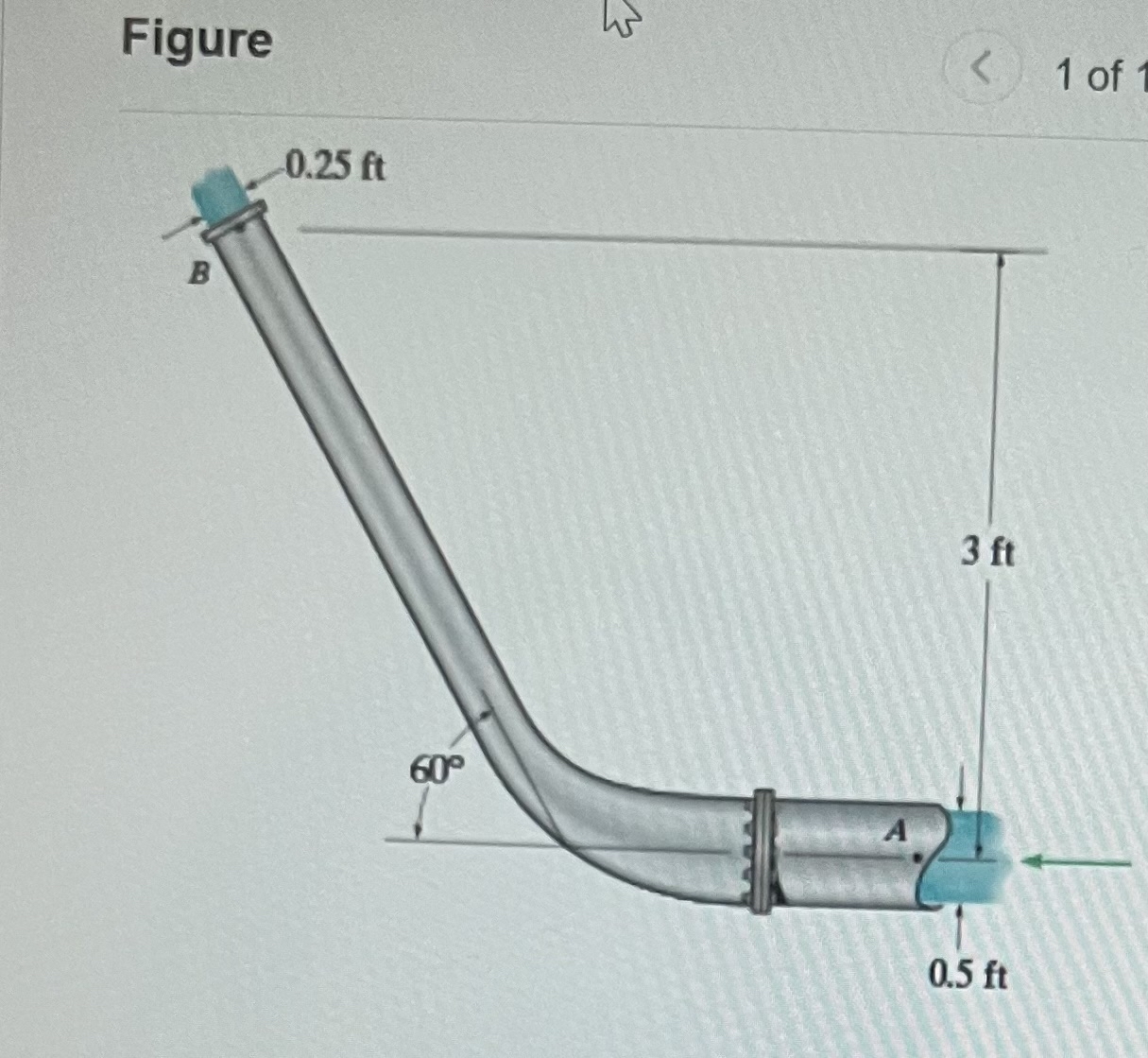 Water flows out of the reducing elbow at 0 . 2 ft