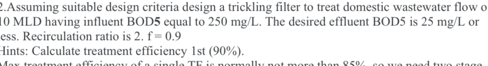 2 . Assuming suitable design criteria design a