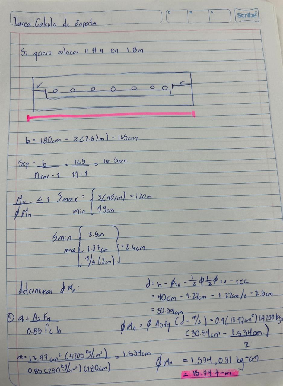 Tarea. Calculo de zapata S . quiero colocar 1 1 #