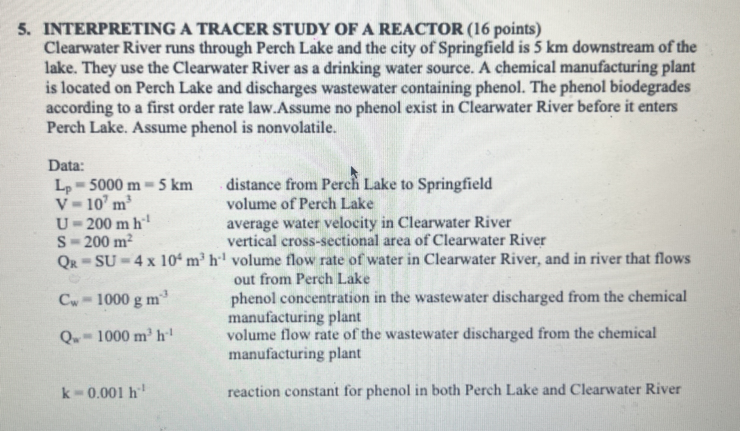 INTERPRETING A TRACER STUDY OF A REACTOR ( 1 6