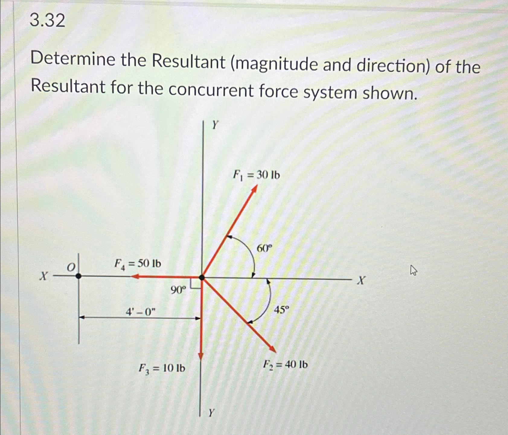 3 . 3 2 Determine the Resultant ( magnitude and