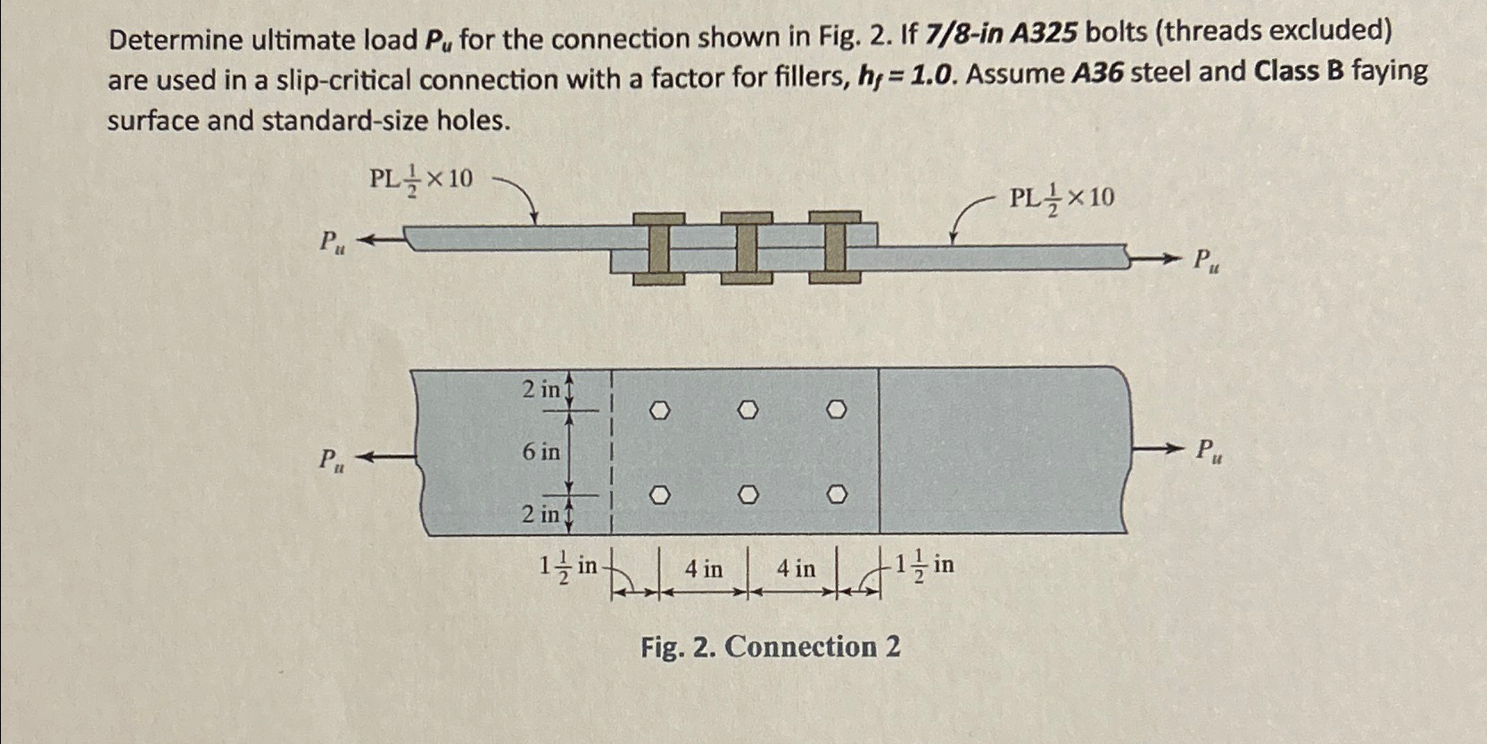 Determine ultimate load P u for the connection