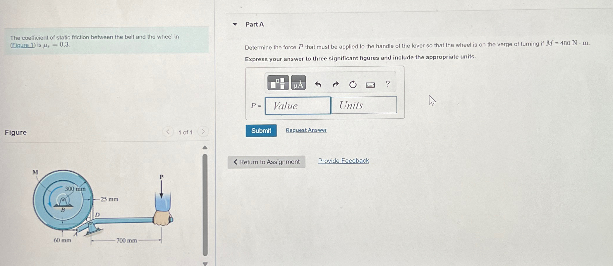 The coefficient of static friction between the