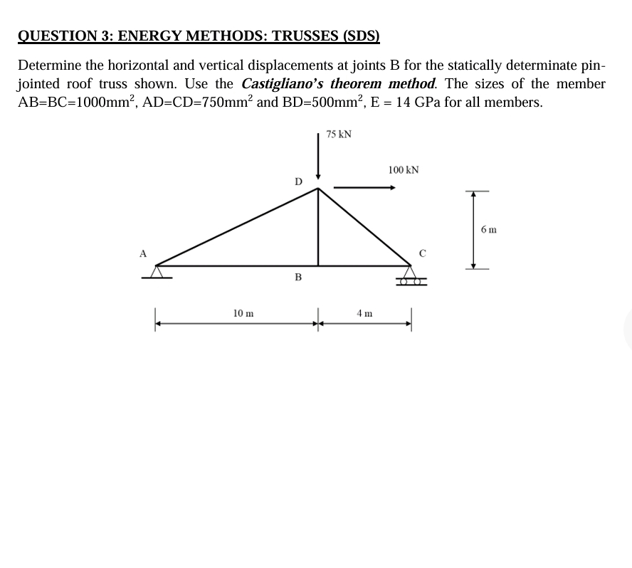QUESTION 3 : ENERGY METHODS: TRUSSES ( SDS )