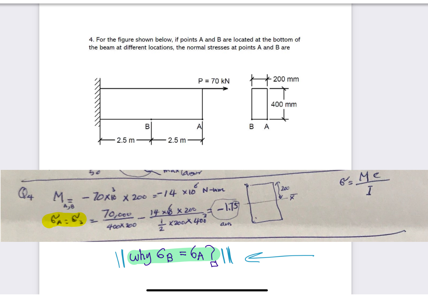 For the figure shown below, if points A and B are