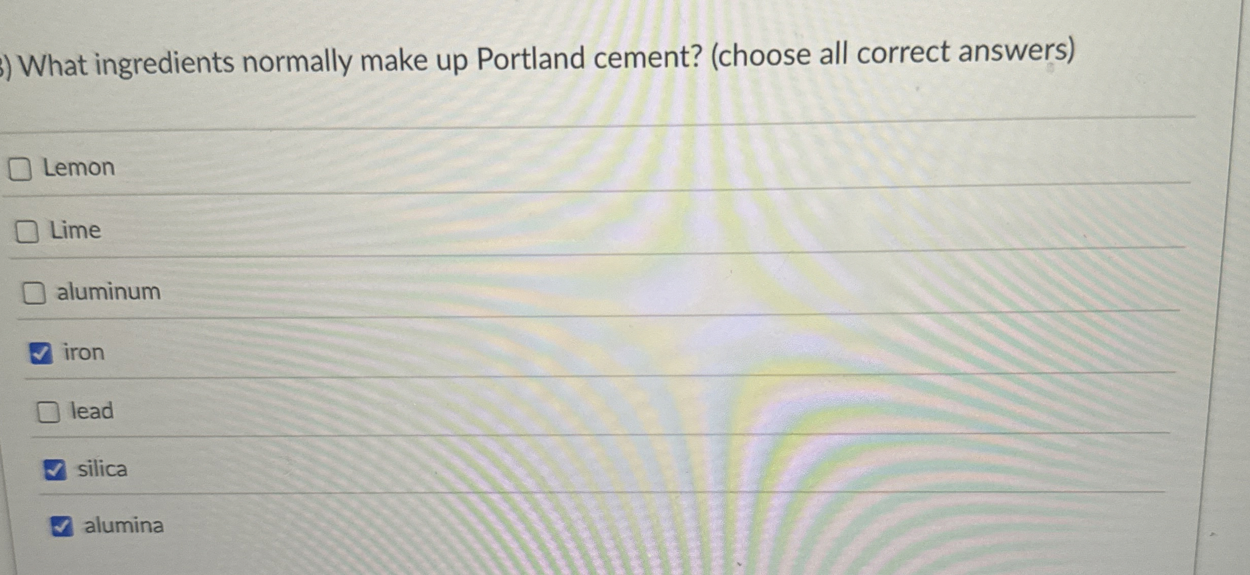 What ingredients normally make up Portland