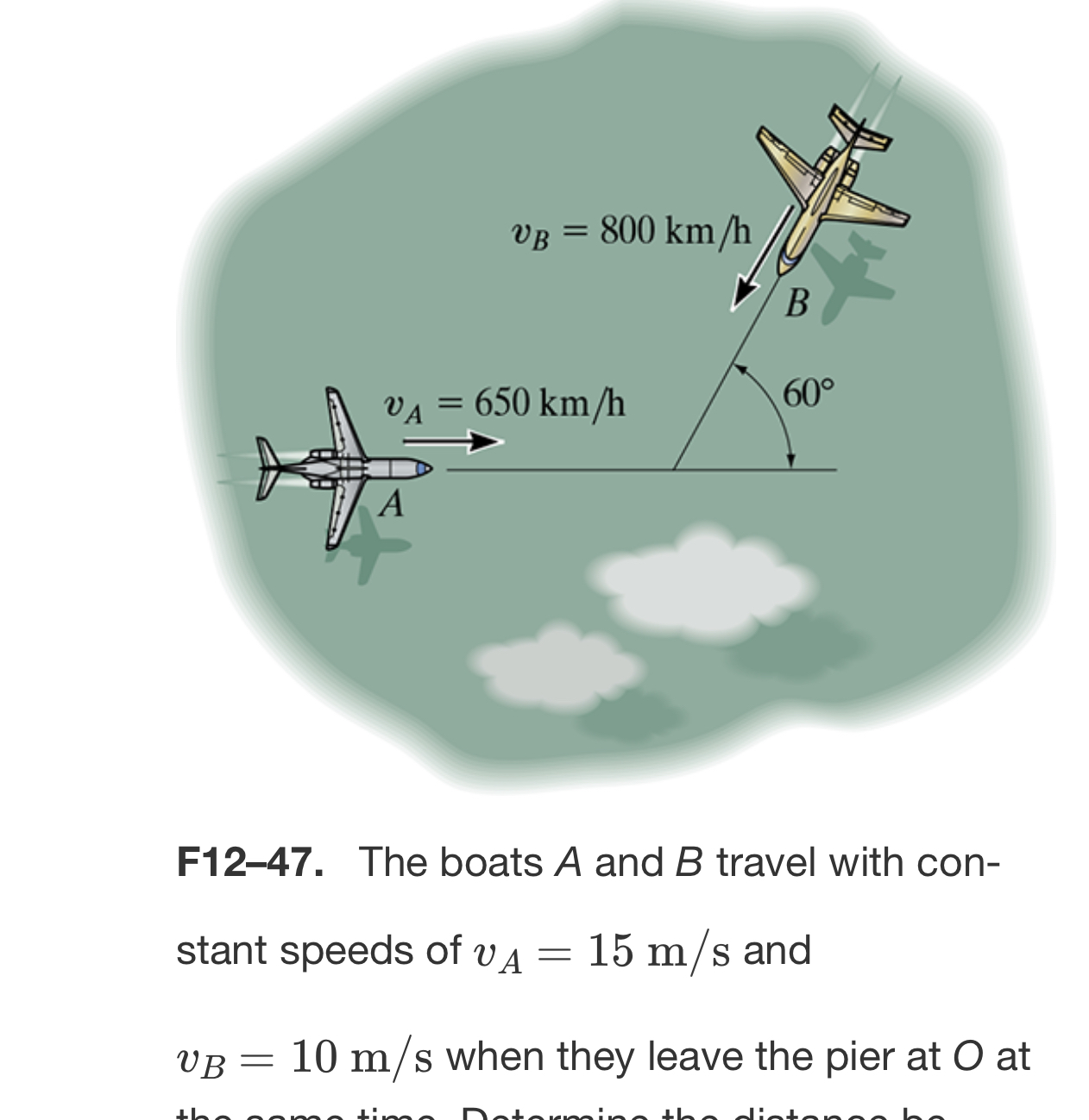F 1 2 - 4 7 . The boats A and B travel with con -