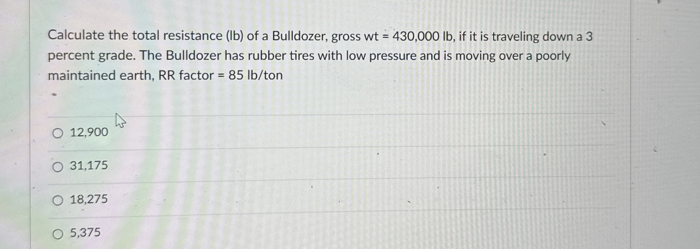 Calculate the total resistance ( l b ) of a