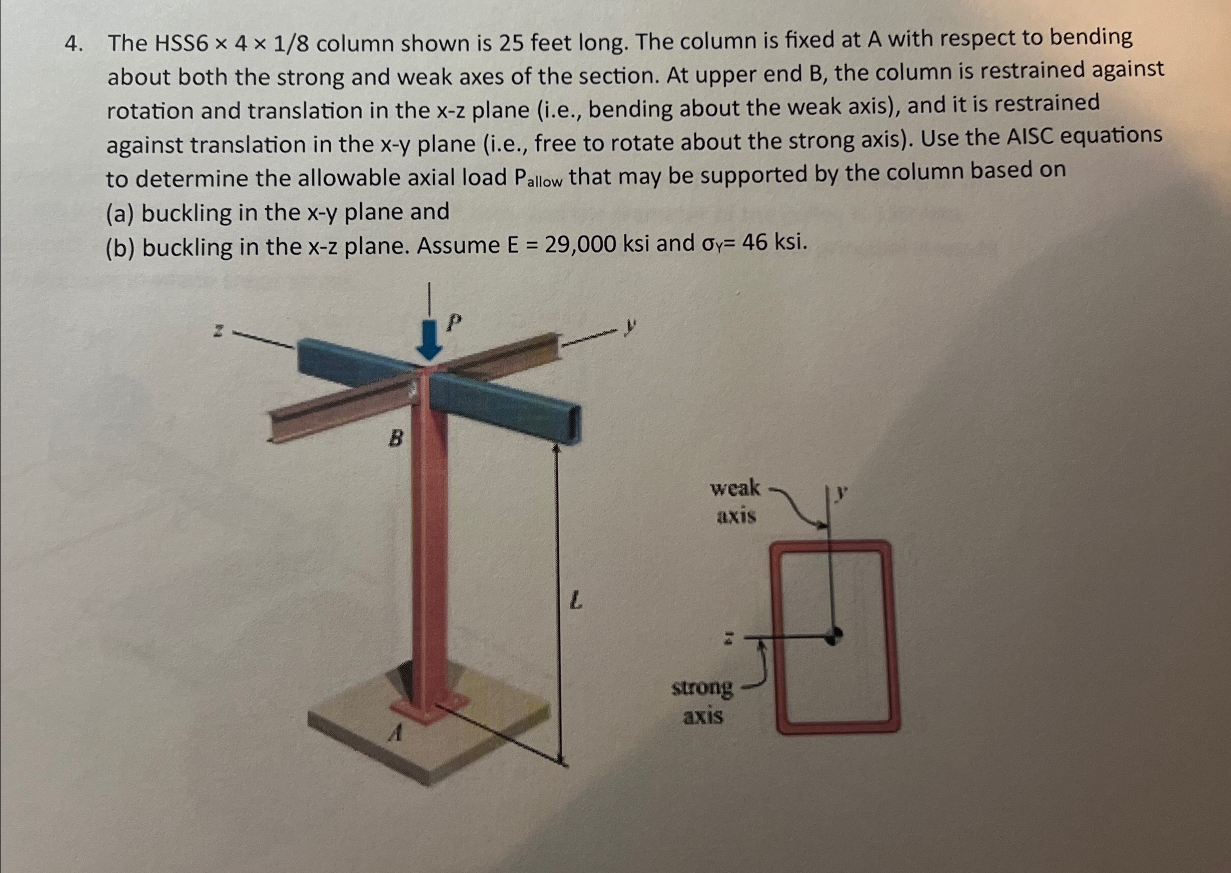 The HSS 6 4 1 8 column shown is 2 5 feet long.