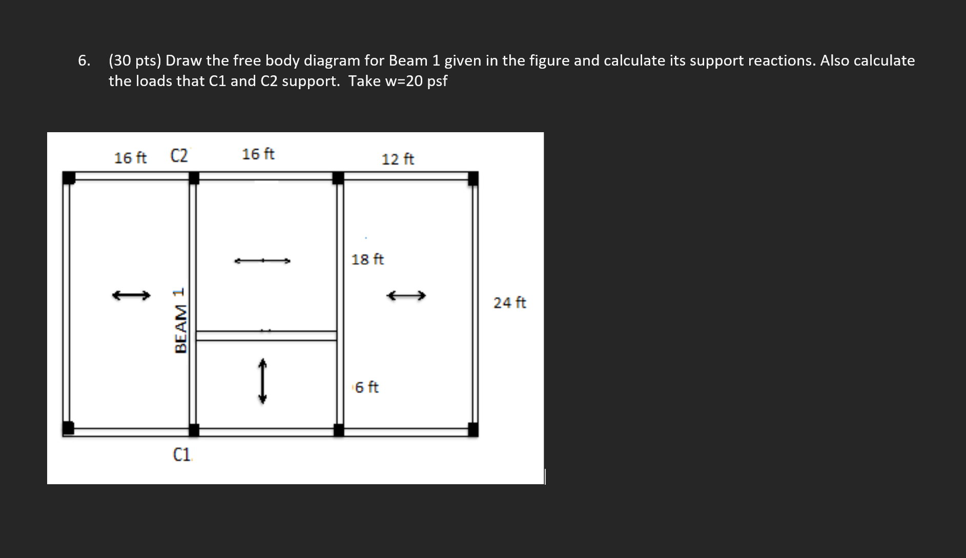 ( 3 0 pts ) Draw the free body diagram for Beam 1