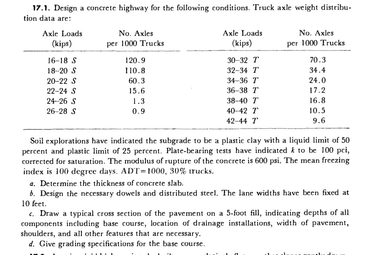 1 7 . 1 . Design a concrete highway for the