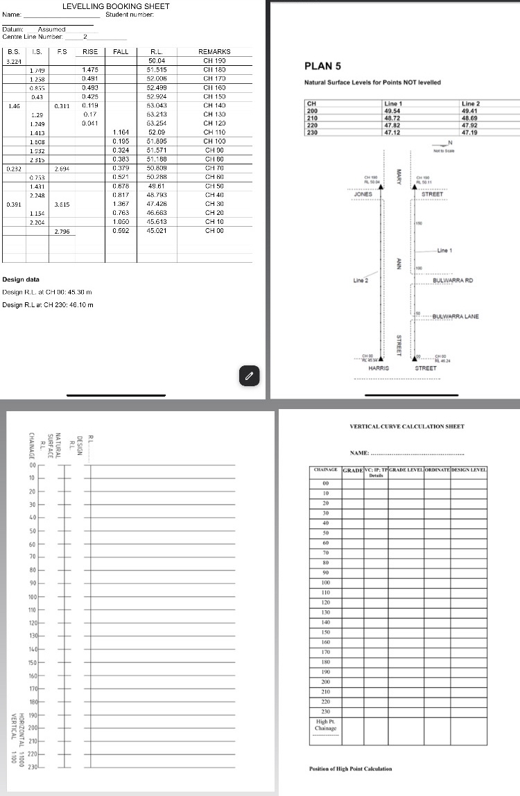 Vertical curve calculation and plotting