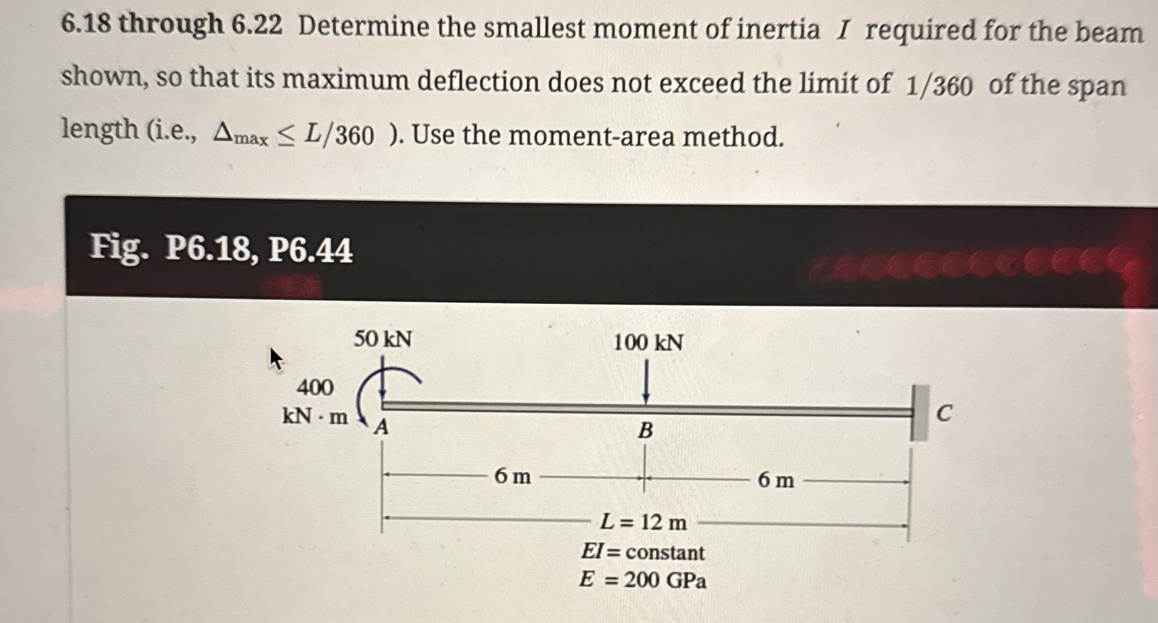 6 . 1 8 Use the moment - area method to determine