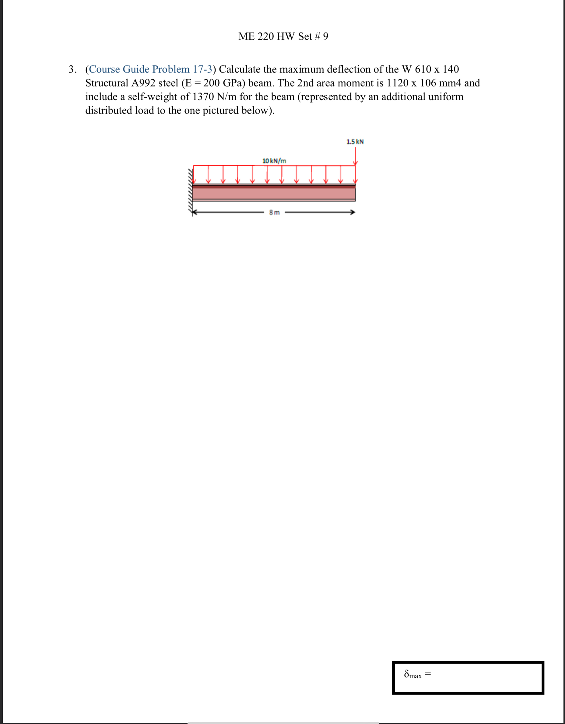 ME 2 2 0 HW Set # 9 3 . ( Course Guide Problem 1