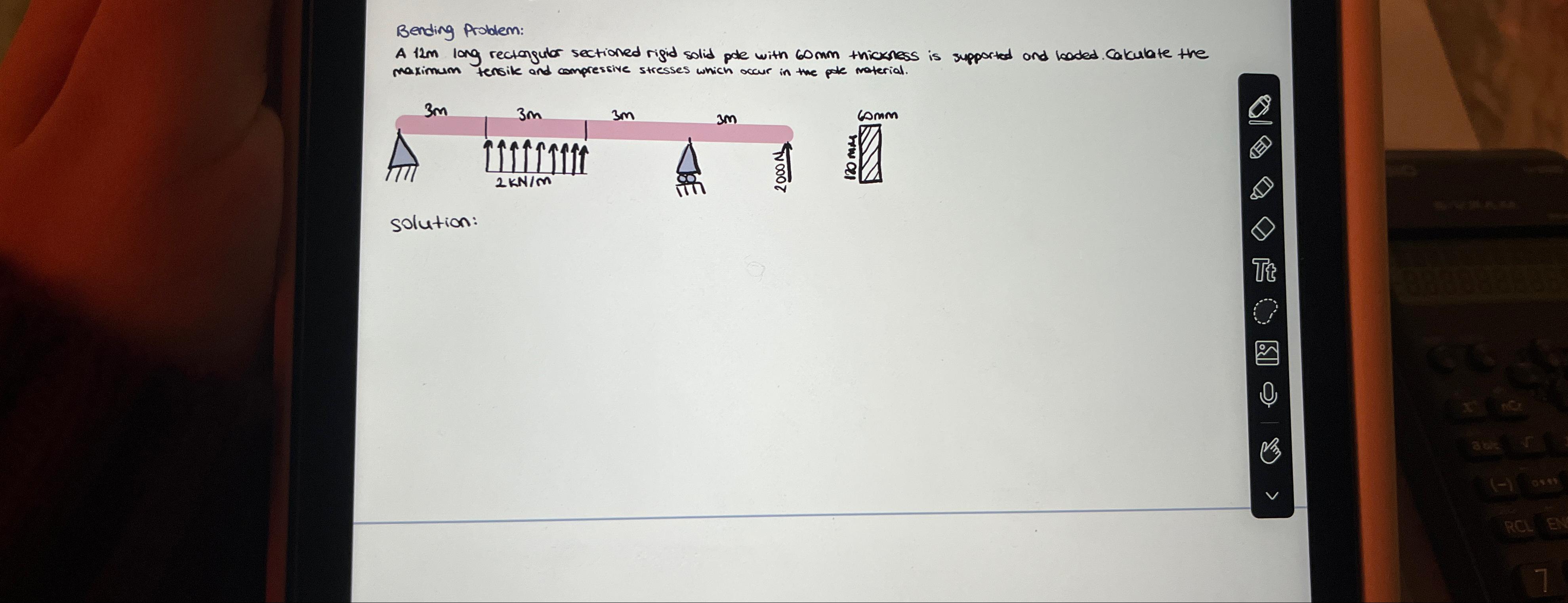 Bending Problem A 1 2 m lang rectangular