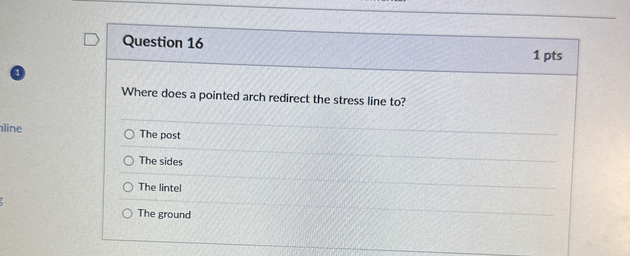 Question 1 6 Where does a pointed arch redirect