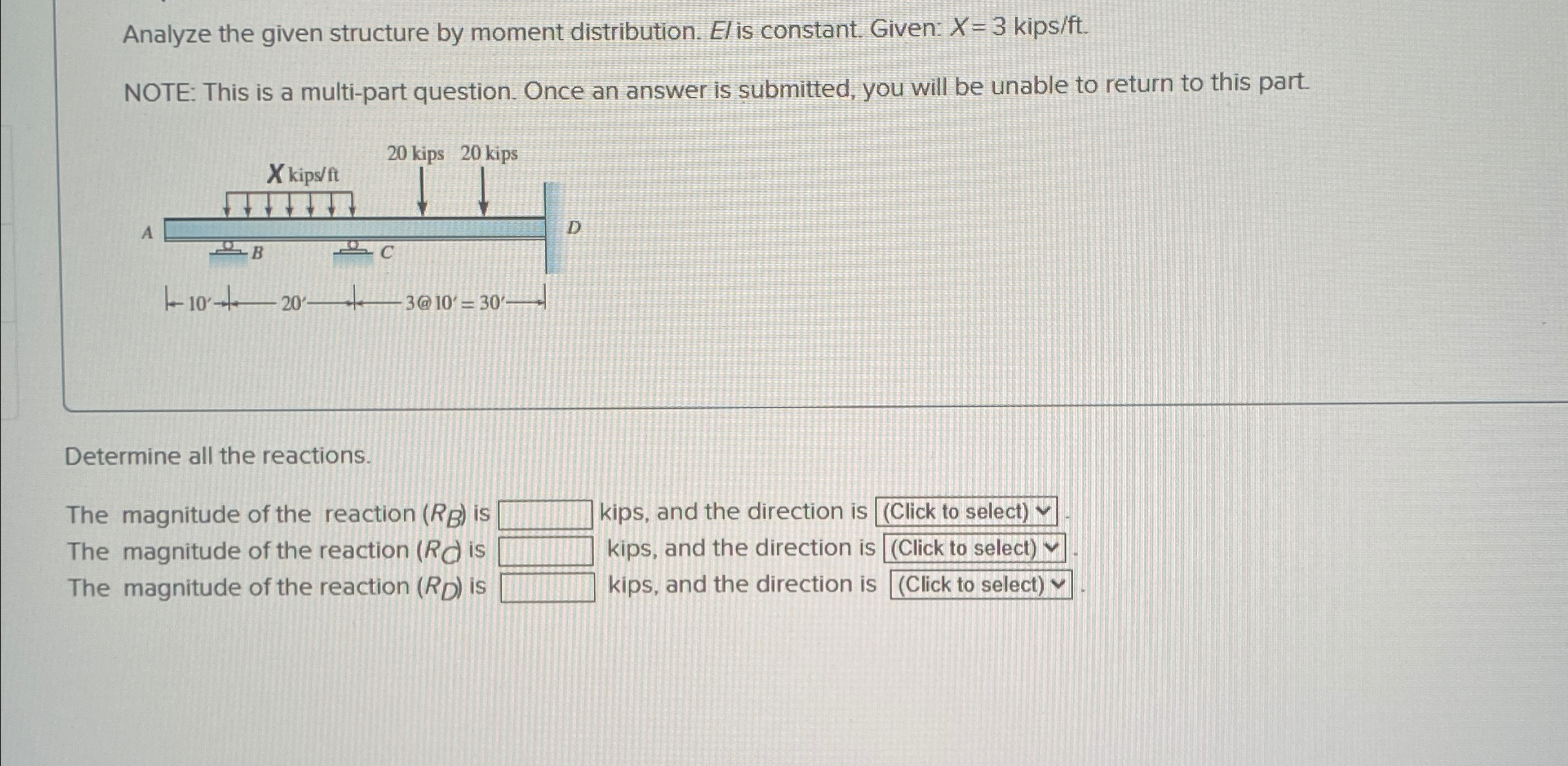 Analyze the given structure by moment