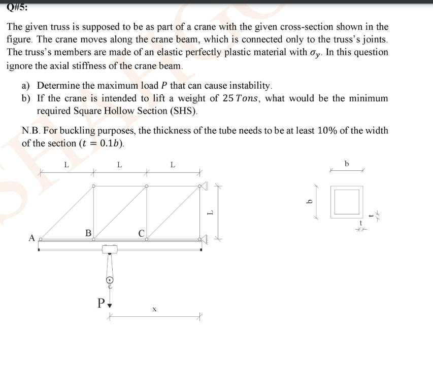 Q# 5 : The given truss is supposed to be as part